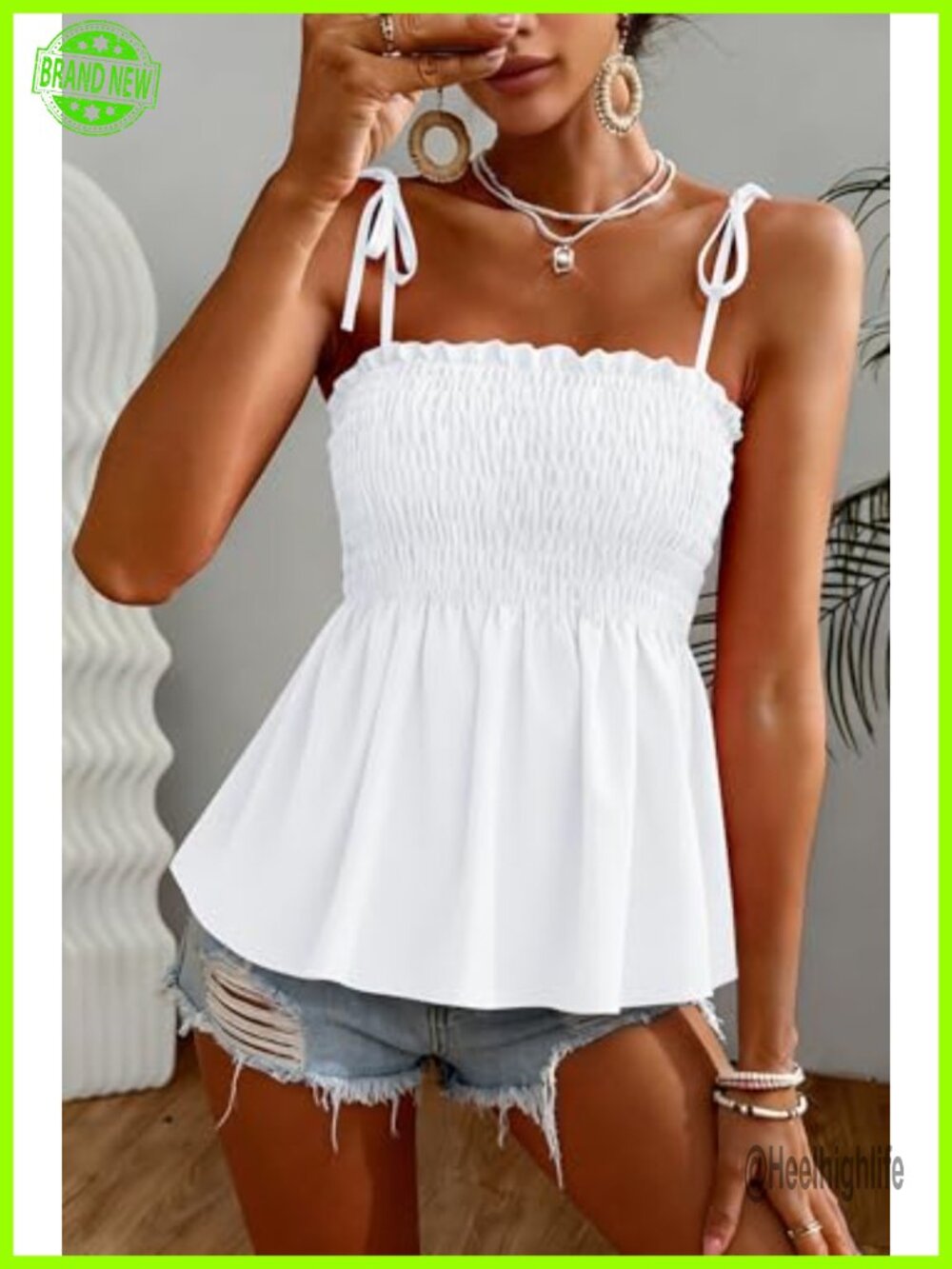 Sexy Square Neck Peplum Cami Top Summer Going Out Shirt - Picture 3 of 6